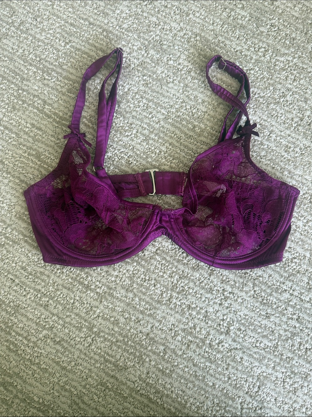 Fleur du Mal Deep Purple Lace Underwire Bra